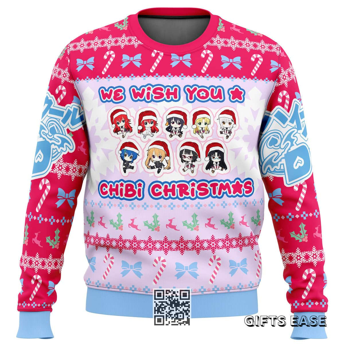 High School DXD Ugly Christmas Sweater We Wish You Chibi Christmas