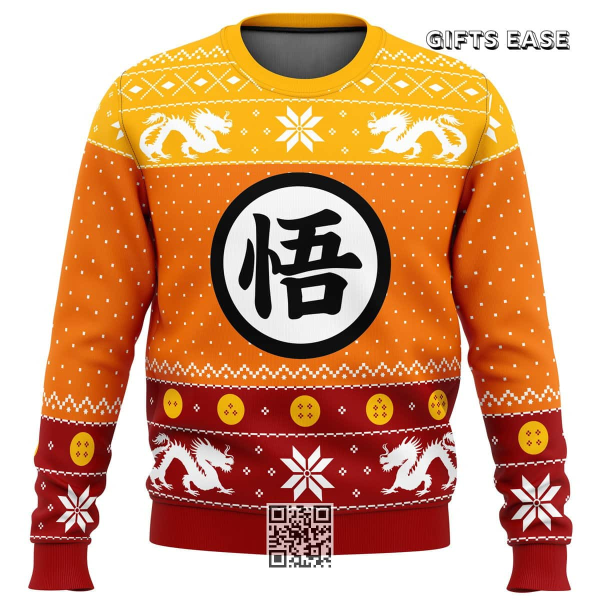 Dragon Ball Z Goku Ugly Christmas Sweater Snowflake Pattern