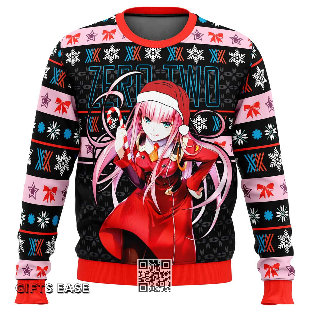 Black Red Darling In The Franxx Zero Two Ugly Christmas Sweater