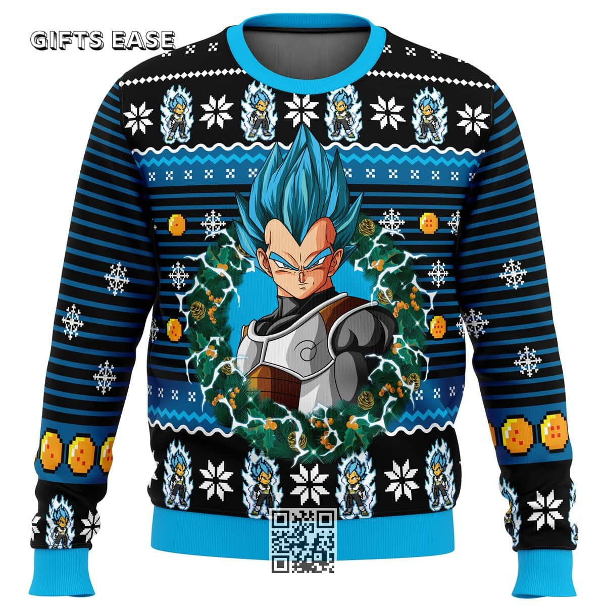 Dragon Ball Z Blue Vegeta Ugly Christmas Sweater