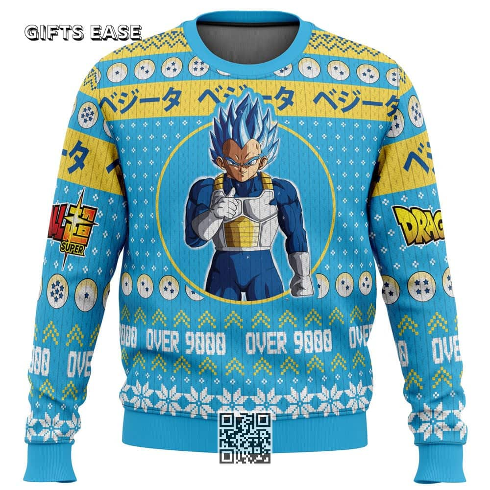 Vegeta Dragon Ball Z Ugly Christmas Sweater Over 9000