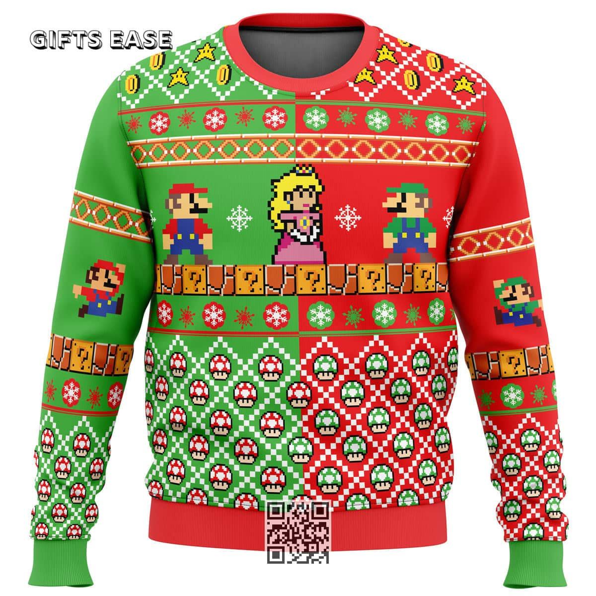 Red Green Mario Bros Ugly Christmas Sweater