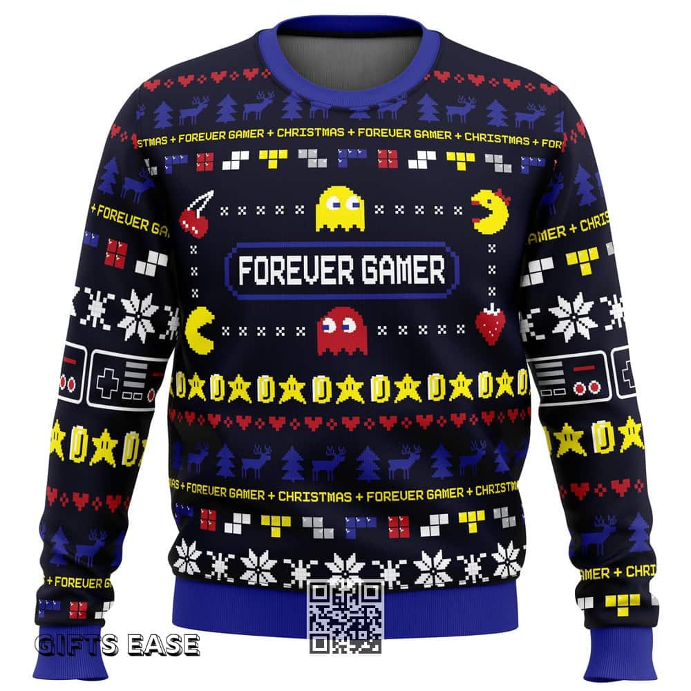 Pac-Man Ugly Christmas Sweater Forever Gamer