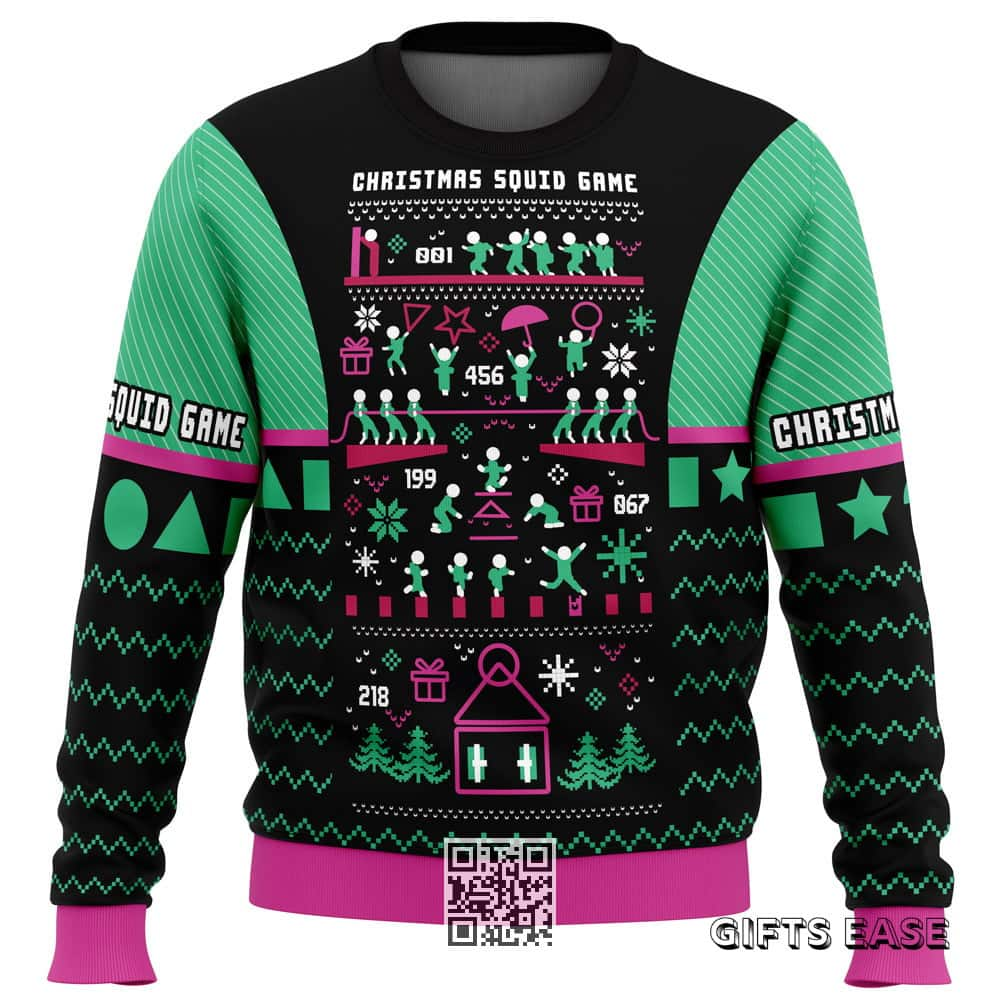 Black Green Christmas Squid Game Ugly Christmas Sweater