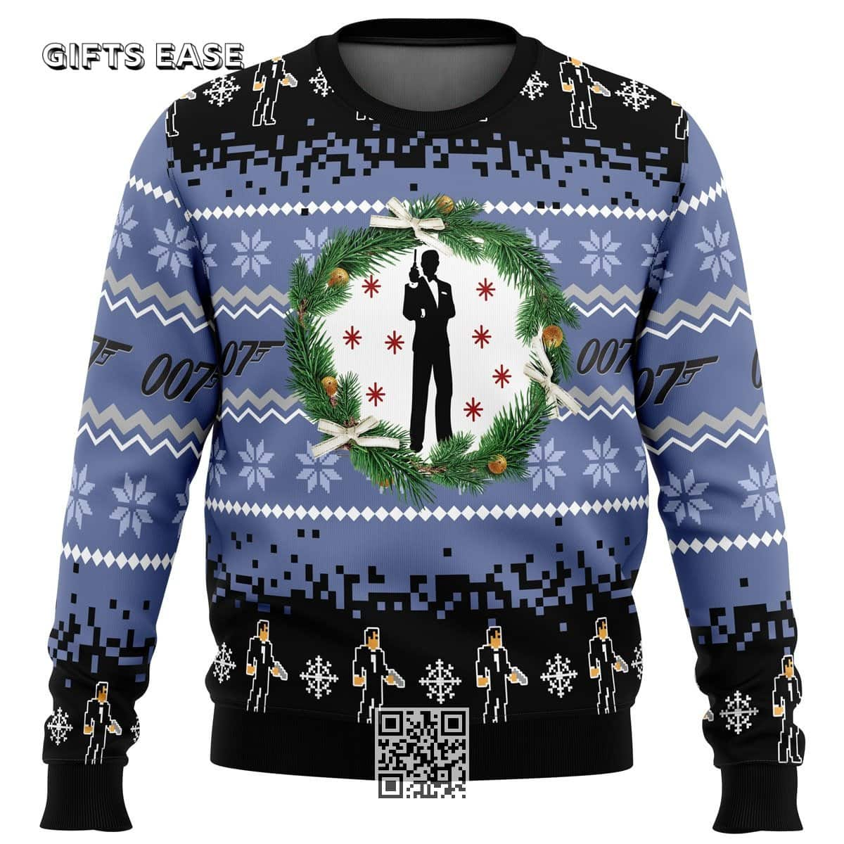 James Bond Ugly Christmas Sweater Snowflake Pattern