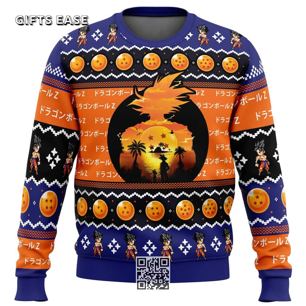 Beautiful Sunset Dragon Ball Z Ugly Christmas Sweater Winter Gift