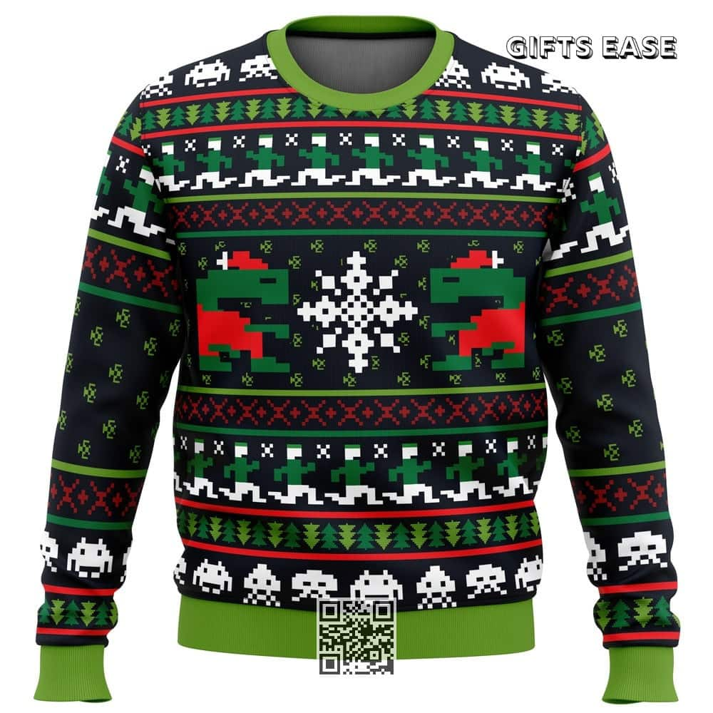 Black Green Games Of Christmas Past Atari Games Ugly Christmas Sweater