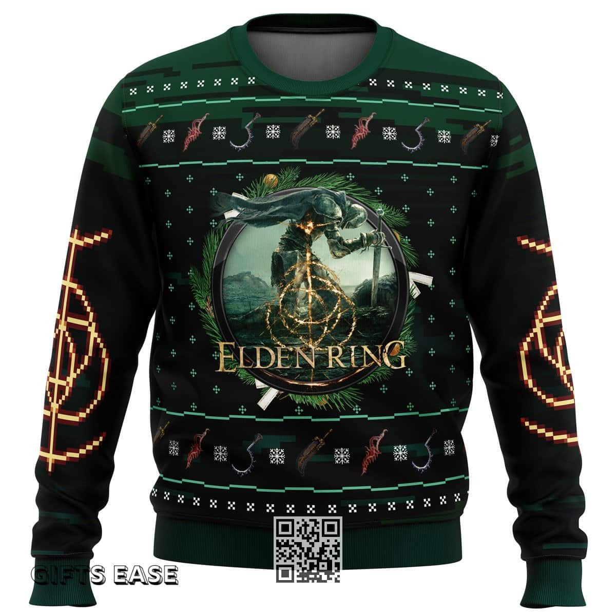 Black Green Elden Ring V2 Ugly Christmas Sweater