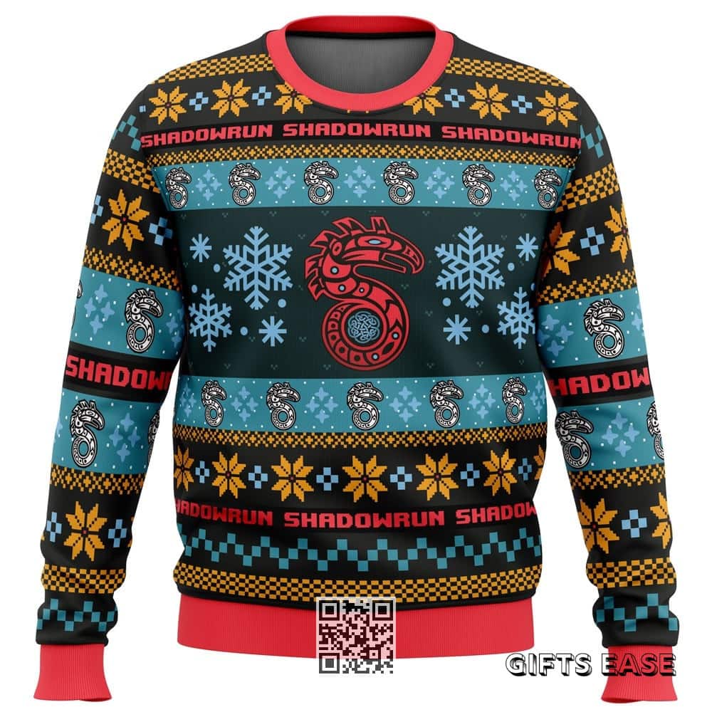 Shadowrun Board Games Ugly Christmas Sweater Snowflake Pattern