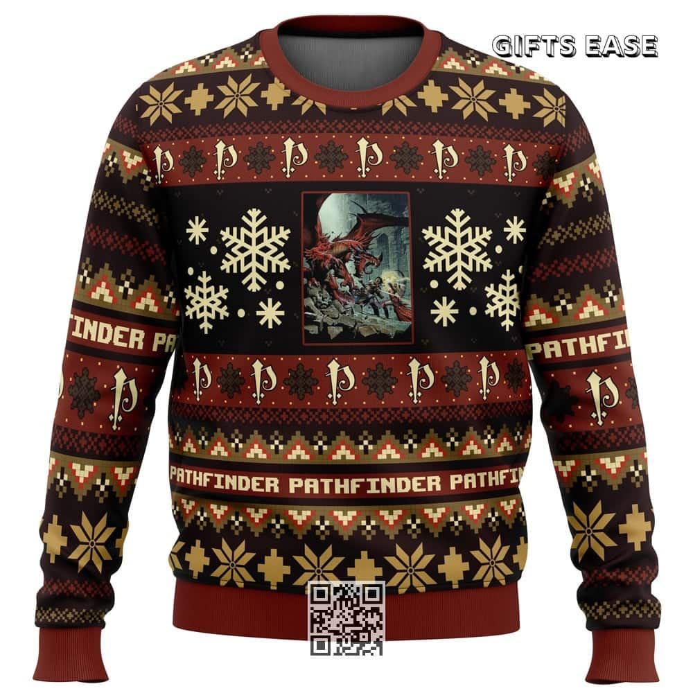 Pathfinder Board Games Ugly Christmas Sweater Snowflake Pattern