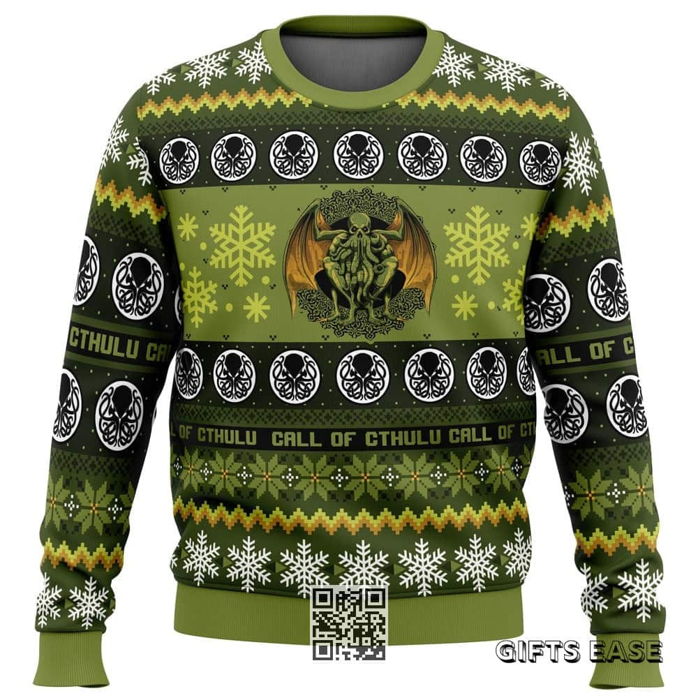 Green Call Of Cthulu Board Games Ugly Christmas Sweater