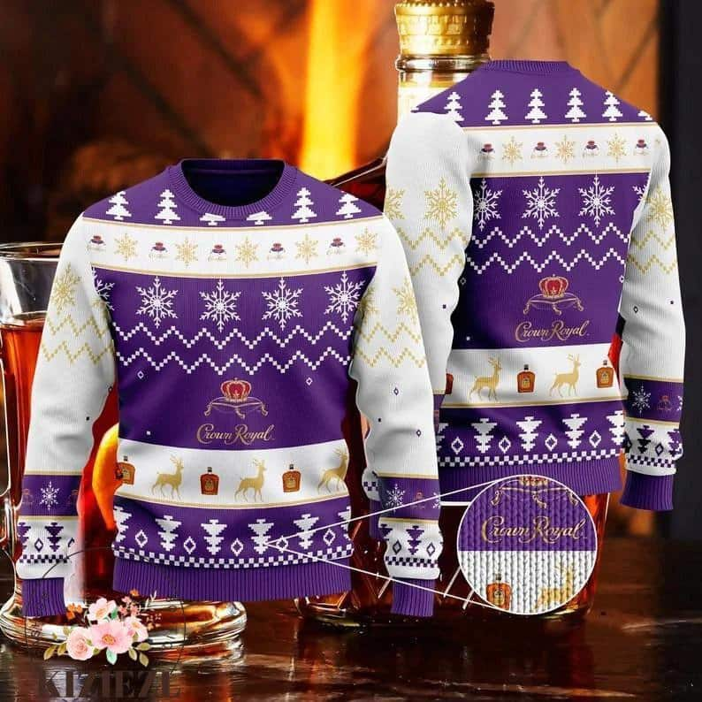 Crown Royal Whisky Ugly Christmas Sweater Xmas Pattern