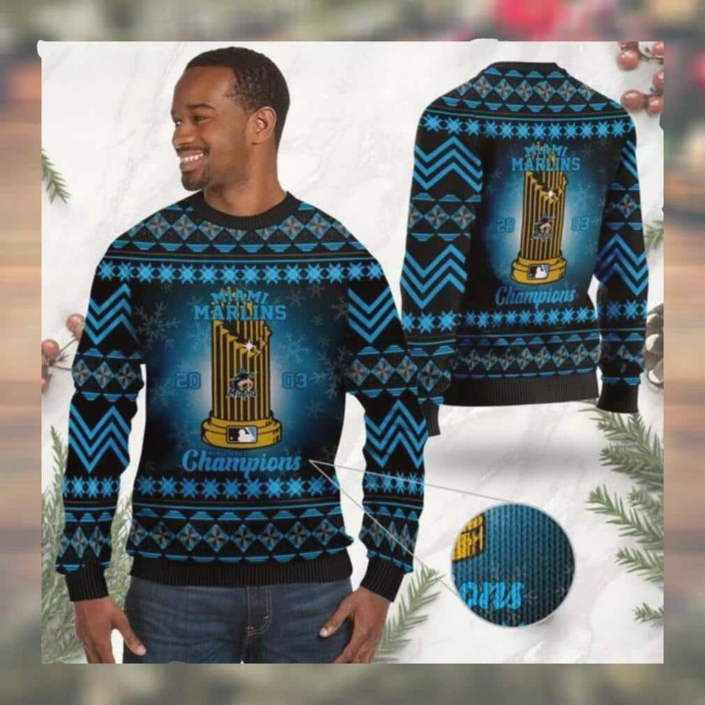 MLB Miami Marlins Ugly Christmas Sweater Champions