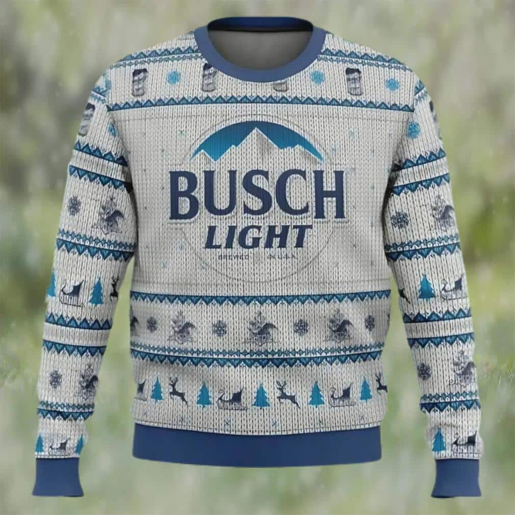 Busch Light Beer Ugly Christmas Sweater Xmas Pattern