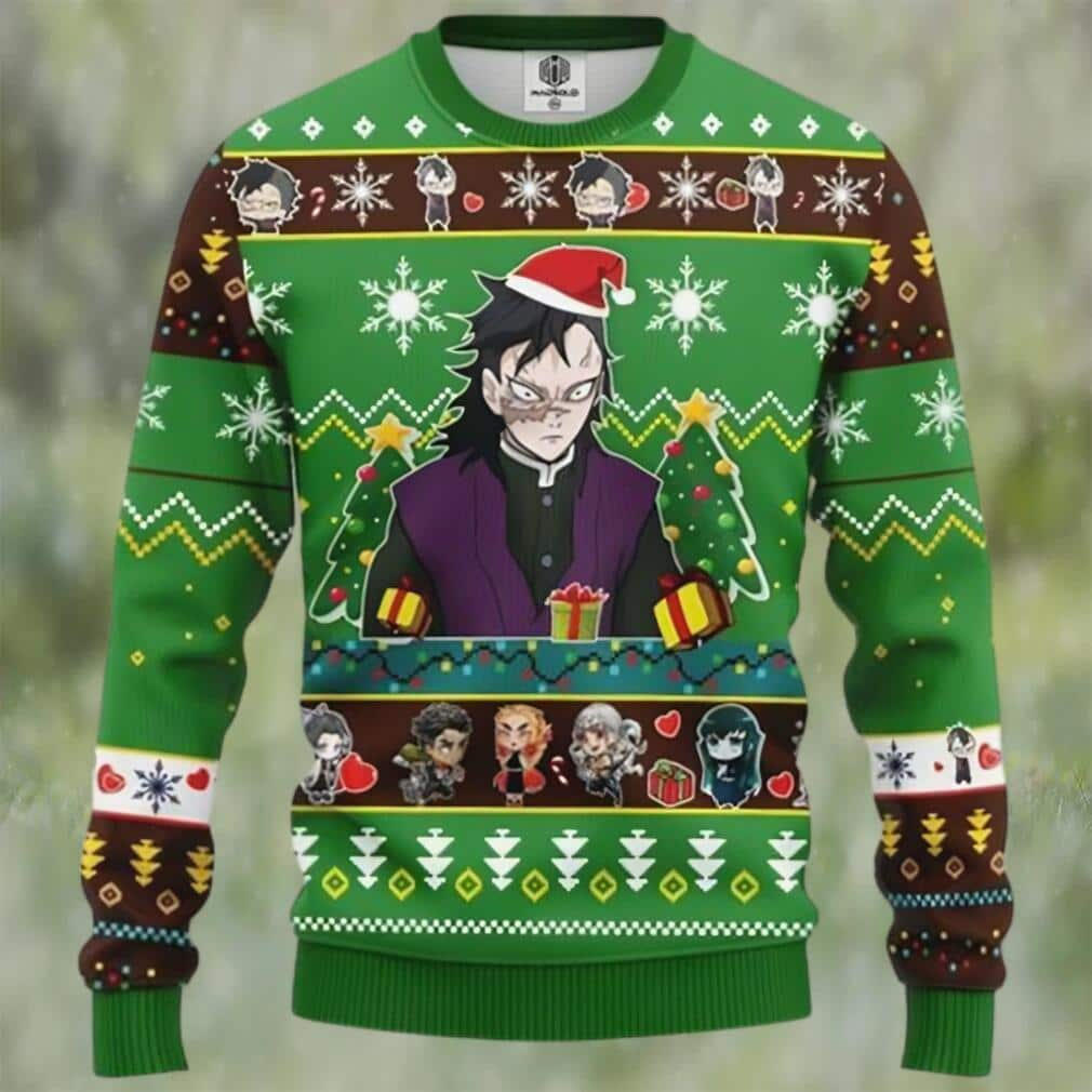 Green Genya Shinazugawa Demon Slayer Ugly Christmas Sweater