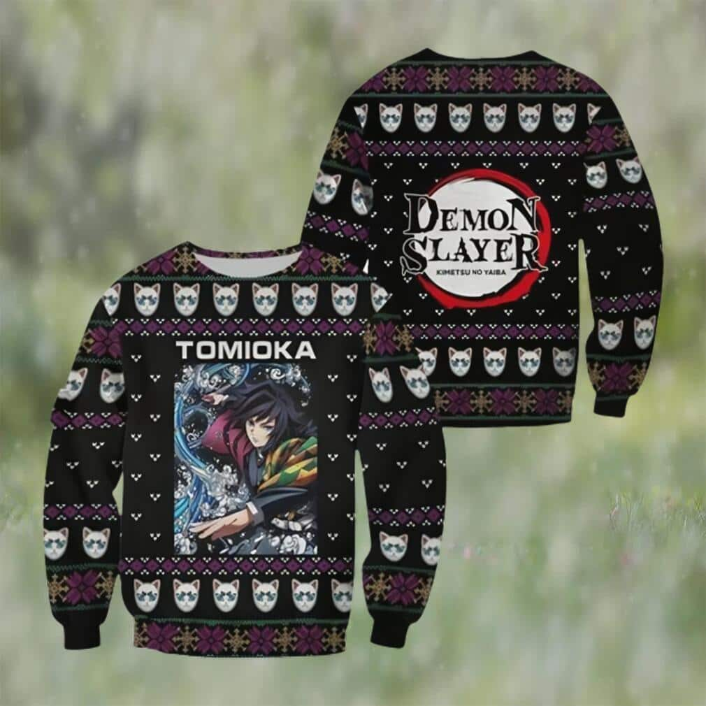 Black Giyu Tomioka Ugly Christmas Sweater Demon Slayer