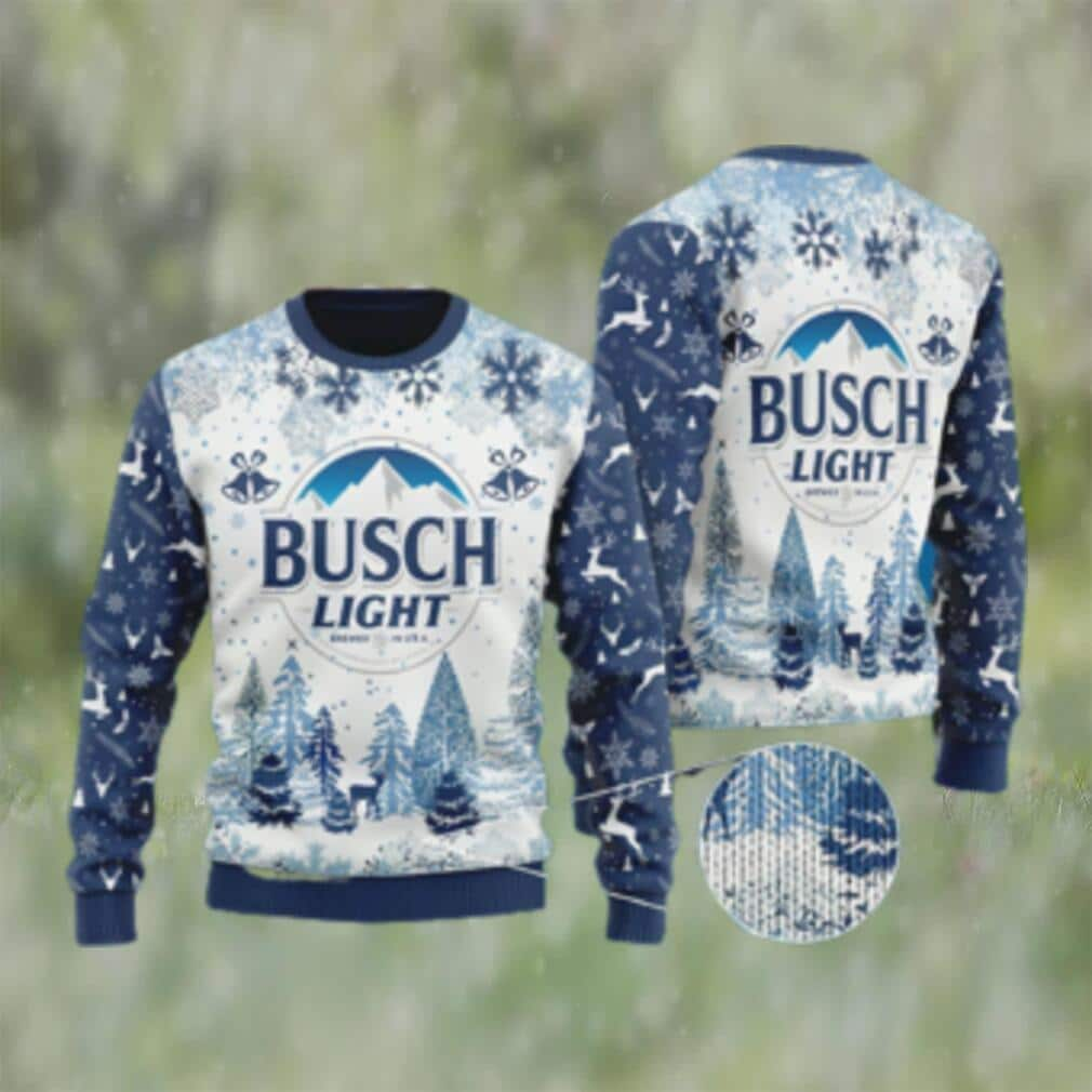 Busch Light Beer Ugly Christmas Sweater Snowflake Pattern