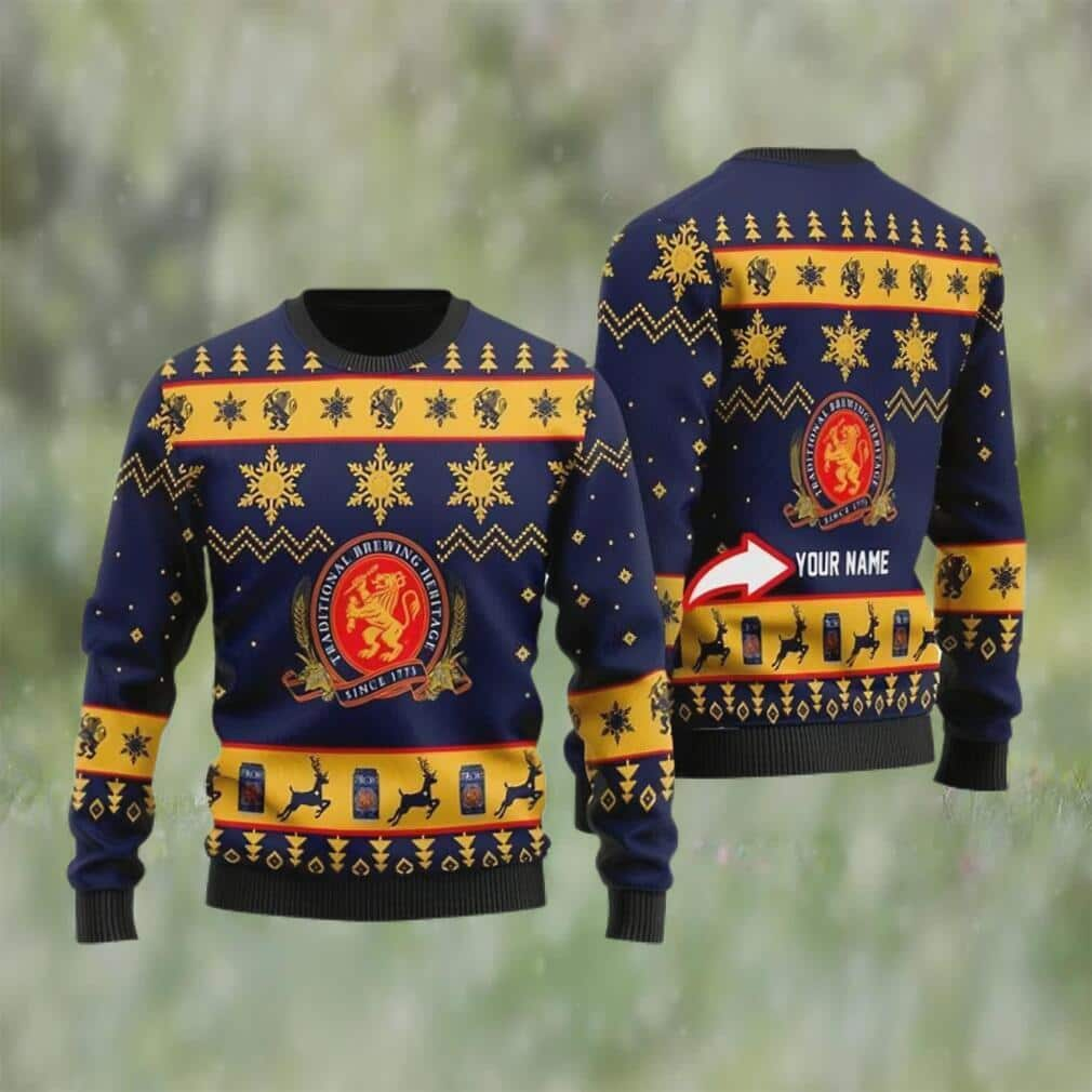 Funny Stroh’s Beer Ugly Christmas Sweater Custom Name