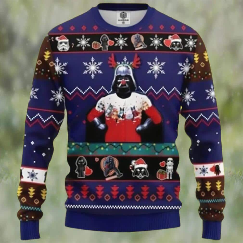 Funny Star Wars Darth Vader Ugly Christmas Sweater Snowflake Pattern