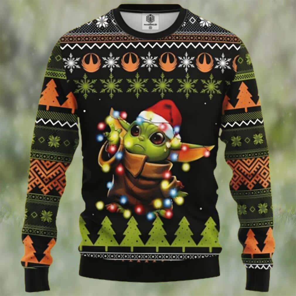 Cool Baby Yoda Santa Light Ugly Christmas Sweater