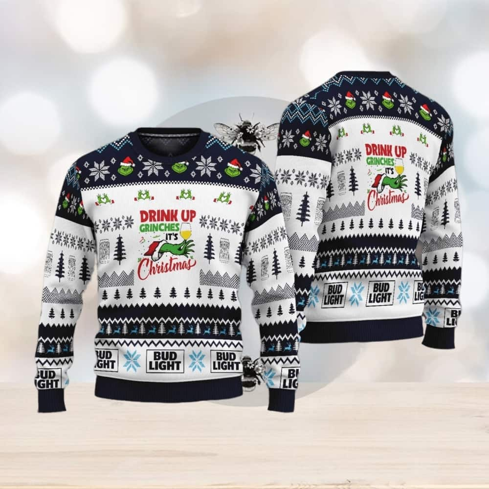 Bud Light Ugly Christmas Sweater Drink Up Grinches It’s Christmas