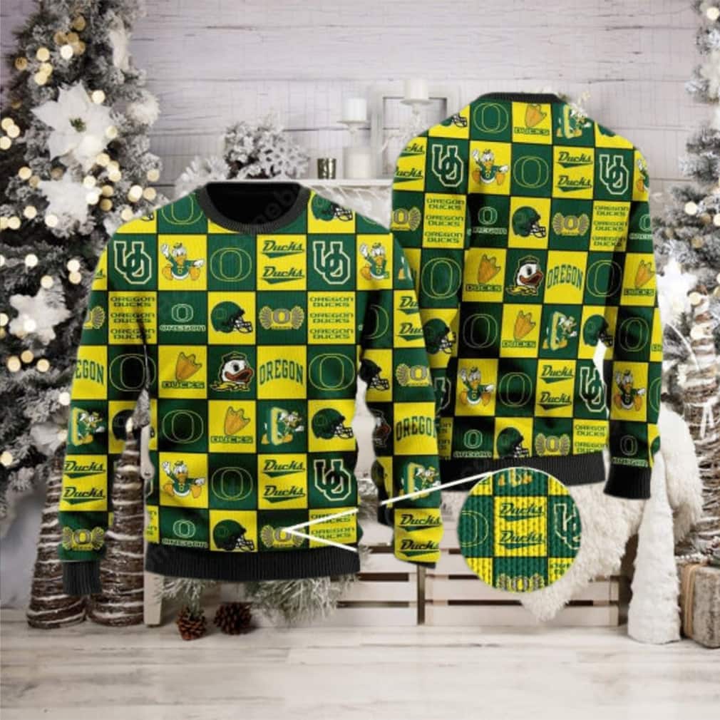 NCAA Oregon Ducks Ugly Christmas Sweater Logos NCAA Oregon Ducks Ugly Christmas Sweater Logos