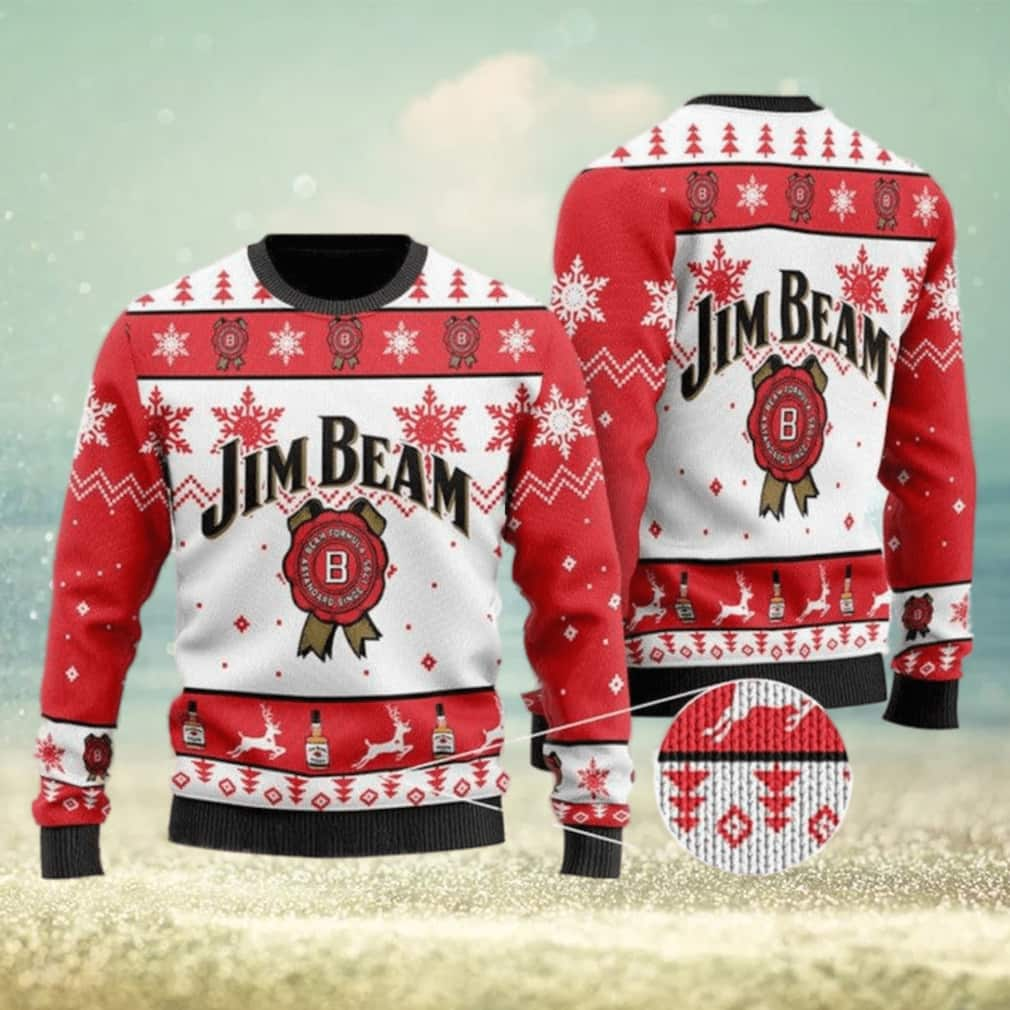 Jim Beam Beer Ugly Christmas Sweater Xmas Pattern