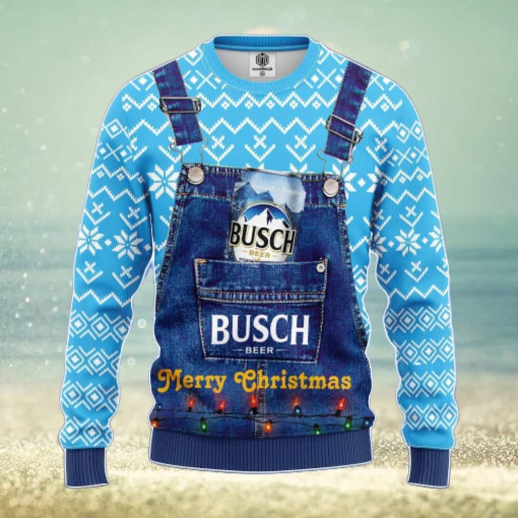 Busch Beer Ugly Christmas Sweater Merry Christmas