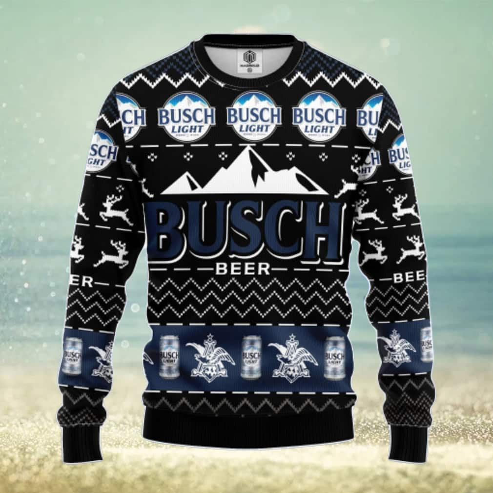 Black Busch Beer Ugly Christmas Sweater Gift For Best Friends