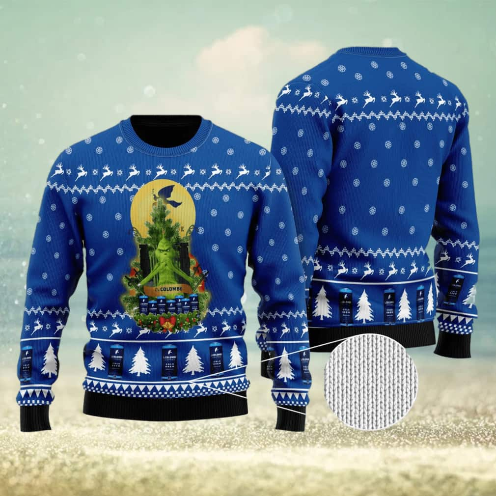 Blue Grinch La Colombe Ugly Christmas Sweater Snowflake Pattern