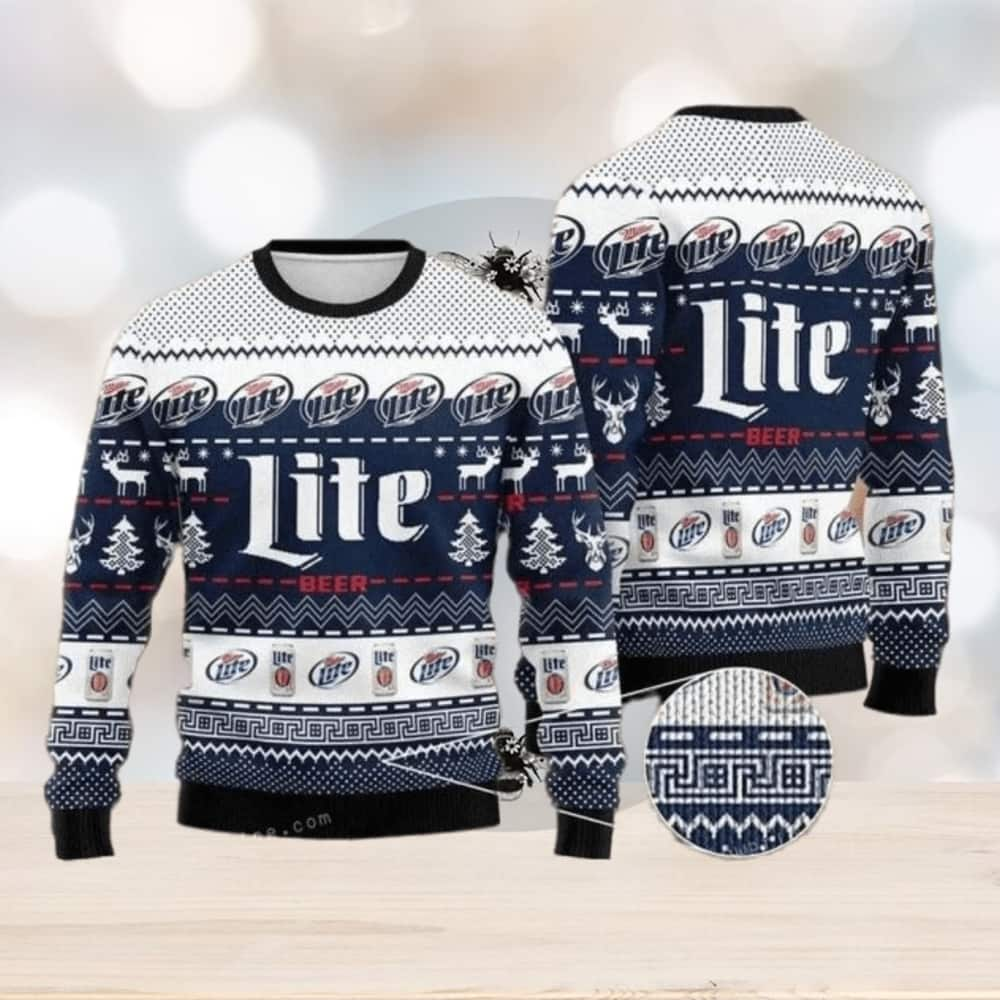 Miller Lite Ugly Christmas Sweater Winter Gift