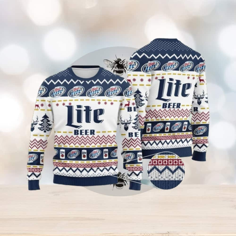 Miller Lite Beer Ugly Christmas Sweater Winter Gift