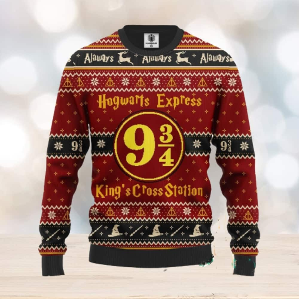 Harry Potter Ugly Christmas Sweater Hogwarts Express 934 King's Cross Station