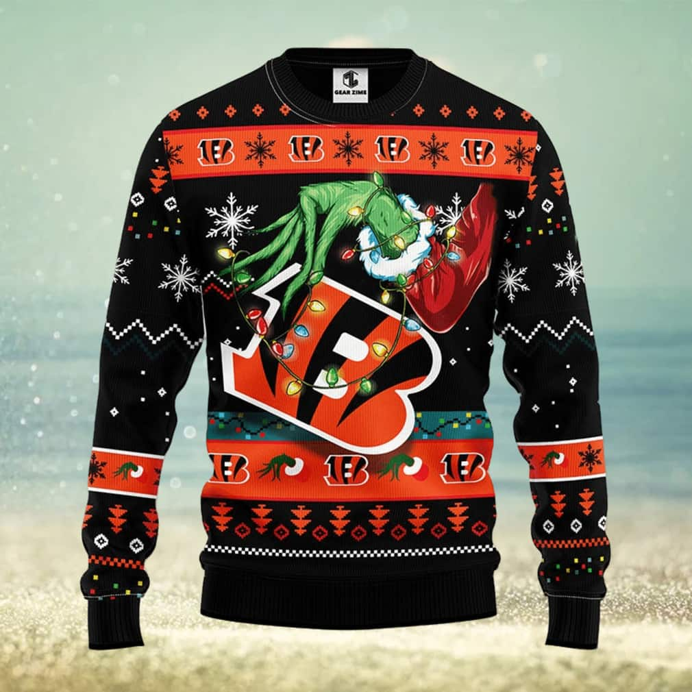 Black Grinch NFL Cincinnati Bengals Ugly Christmas Sweater