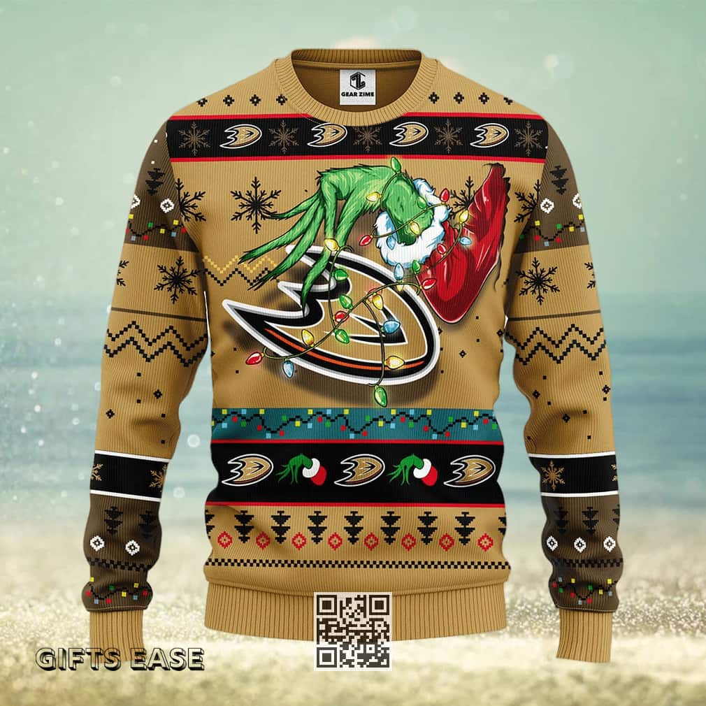 Funny Grinch NHL Anaheim Ducks Ugly Christmas Sweater