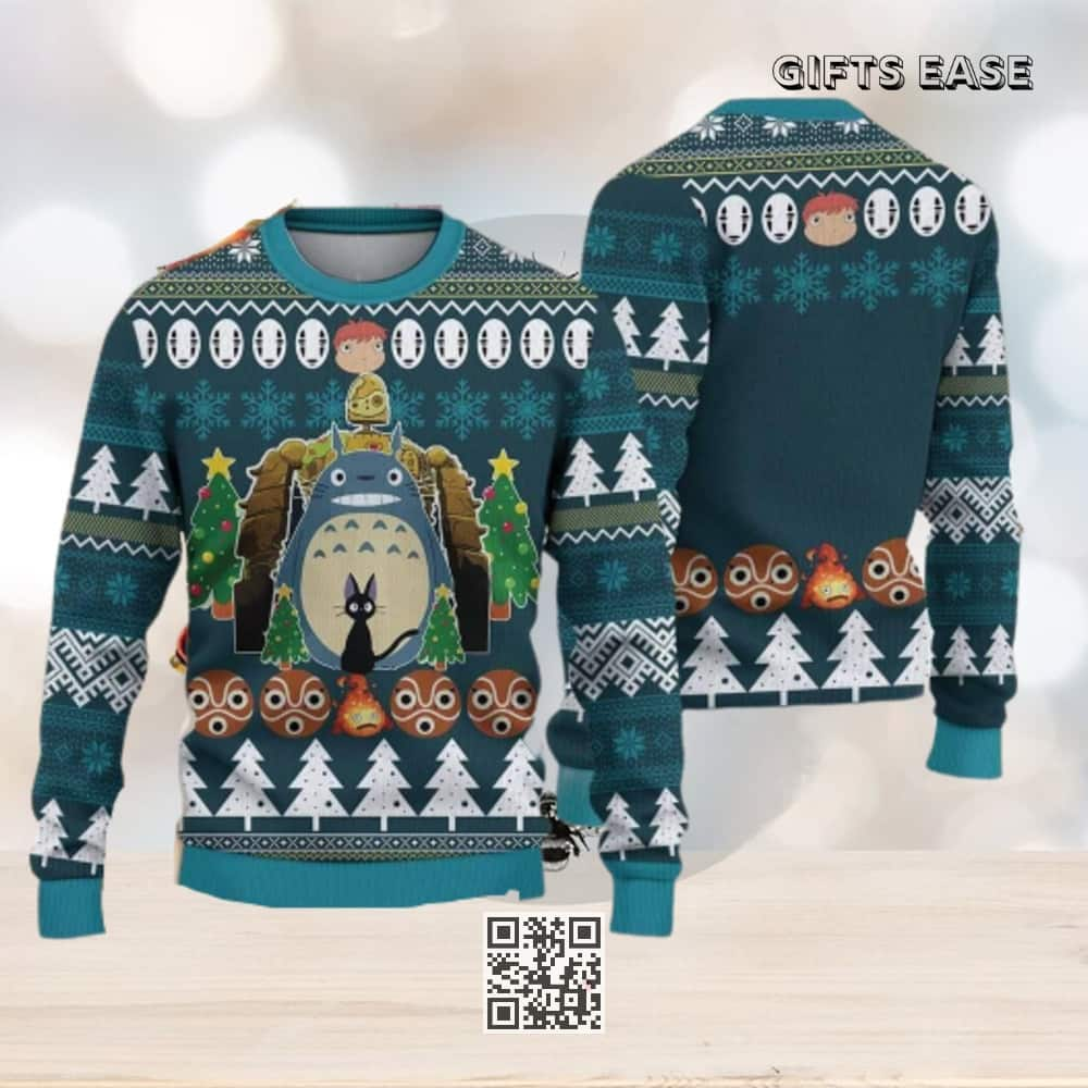 Totoro Ugly Christmas Sweater No-Face Jiji