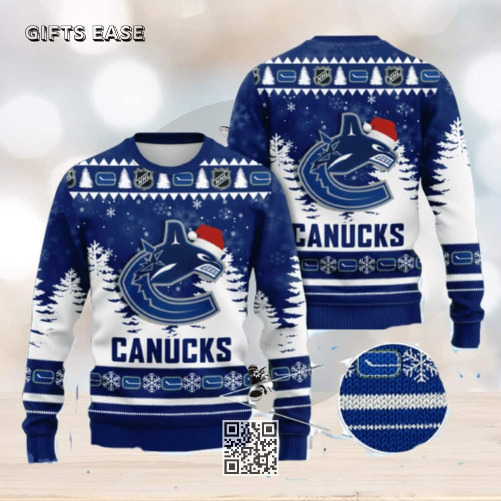 NHL Vancouver Canucks Ugly Christmas Sweater Snowflake Pattern