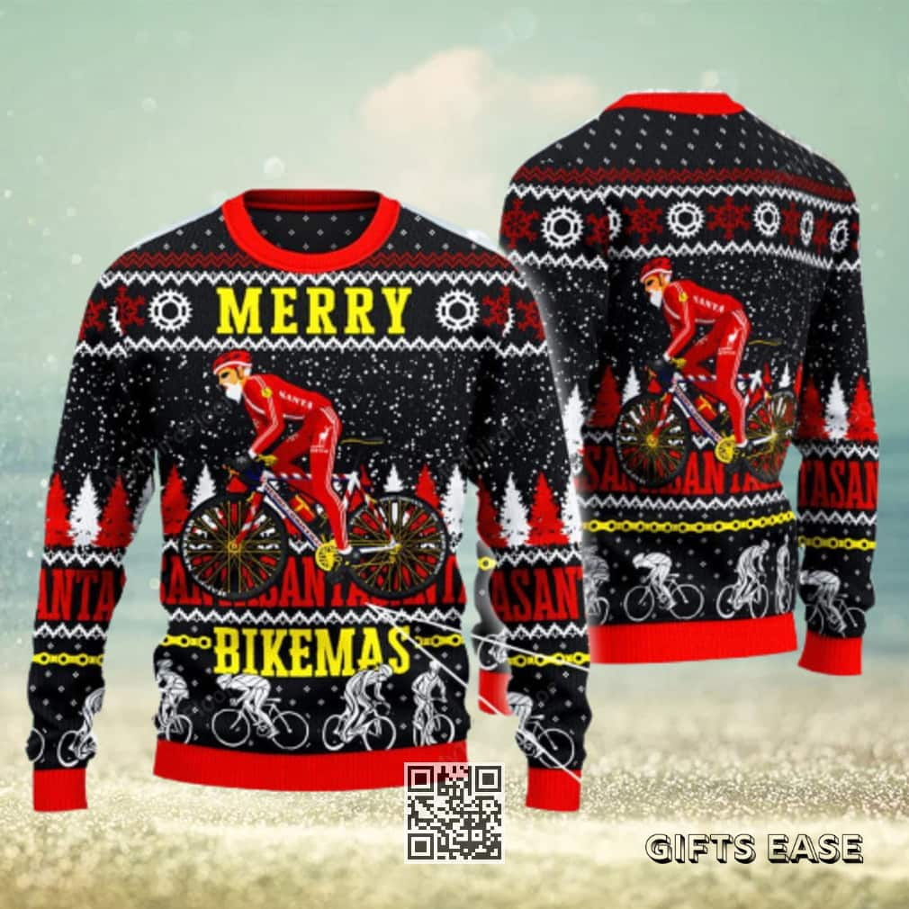 Cycling Ugly Christmas Sweater Merry Bikemas