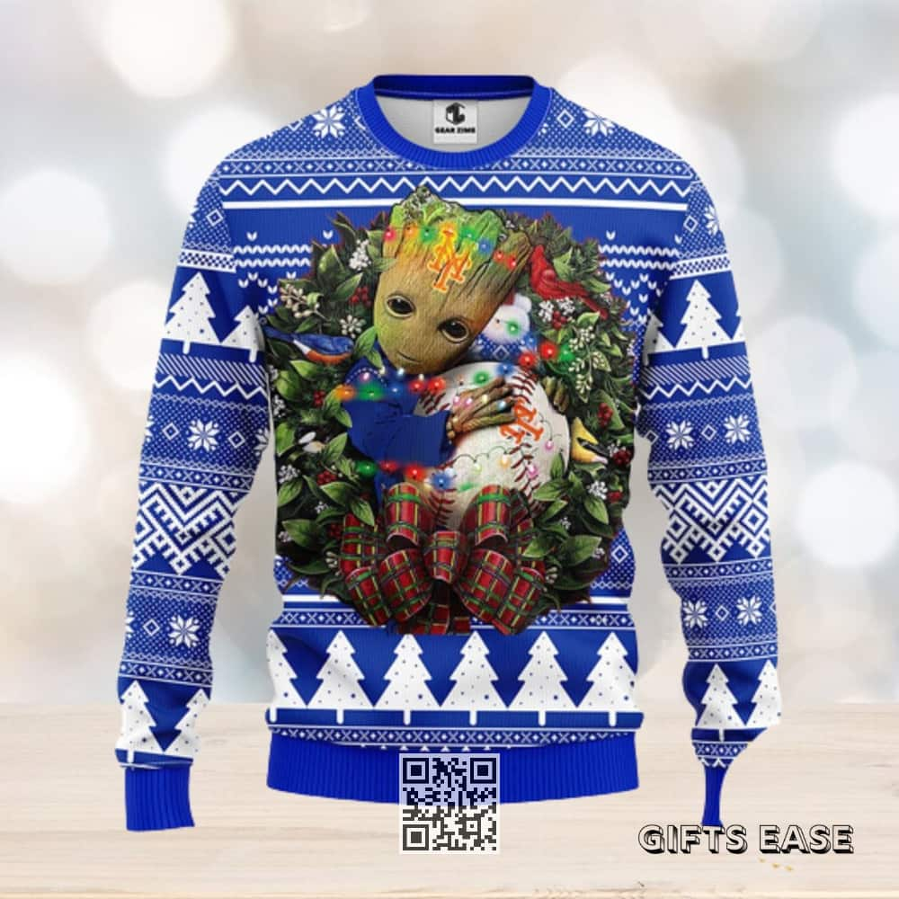 Groot Loves NFL New York Mets Ugly Christmas Sweater