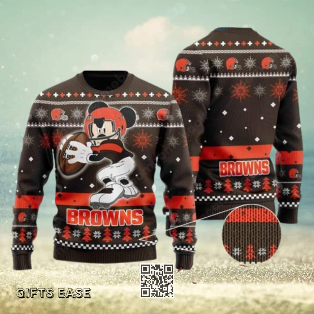 NFL Cleveland Browns Ugly Christmas Sweater Mickey Mouse Disney