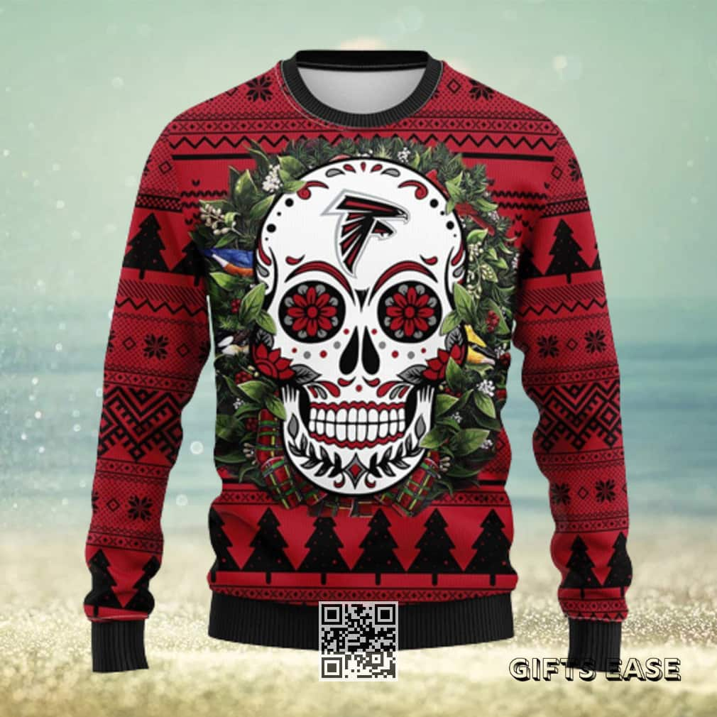 NFL Atlanta Falcons Ugly Christmas Sweater Skull Flower