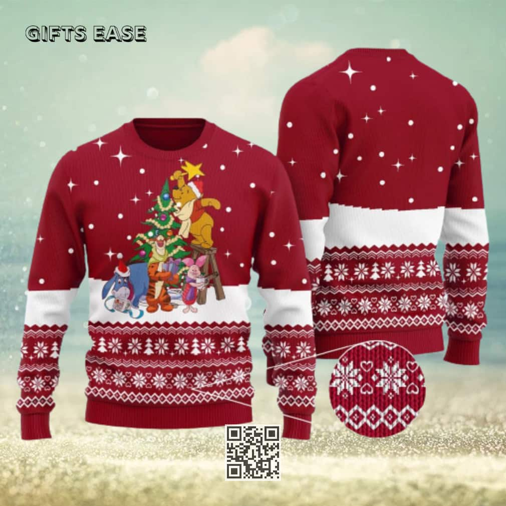 Red Winnie The Pooh Ugly Christmas Sweater