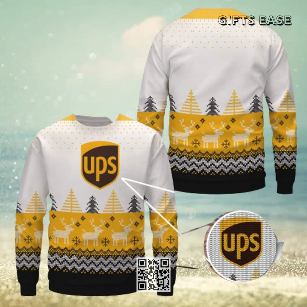 Ups Ugly Christmas Sweater Reindeer Snowflake Pine Tree