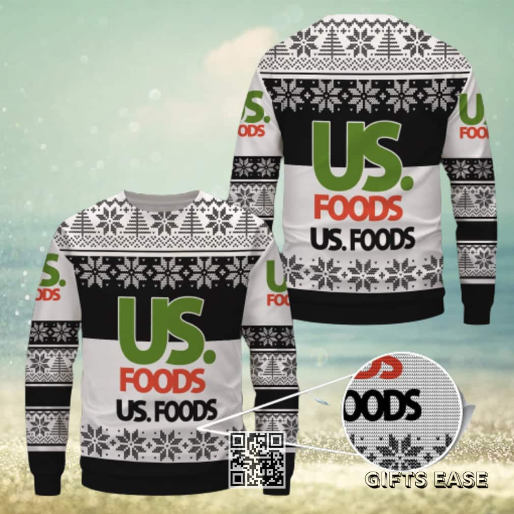 US Foods Ugly Christmas Sweater Snowflake Pattern