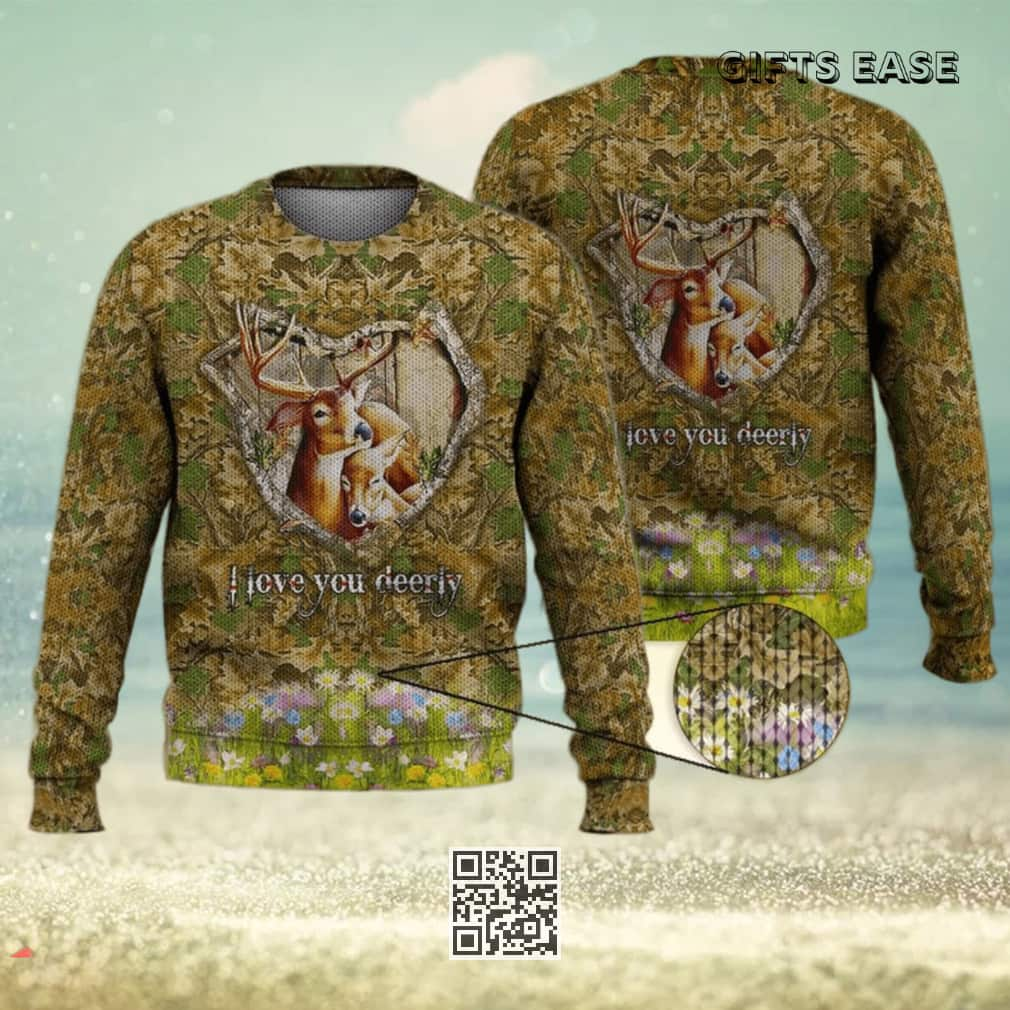 Deer Hunting Ugly Christmas Sweater I Love You Deerly