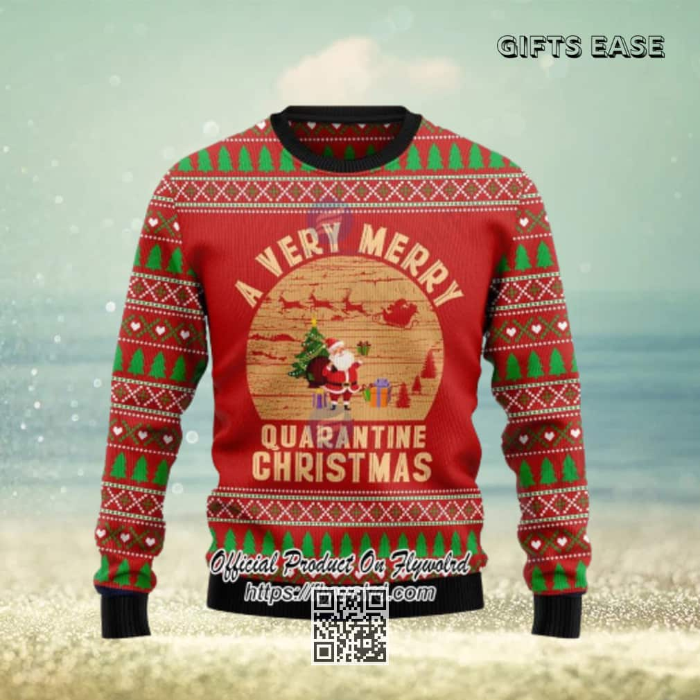 Santa A Very Merry Quarantine Ugly Christmas Sweater