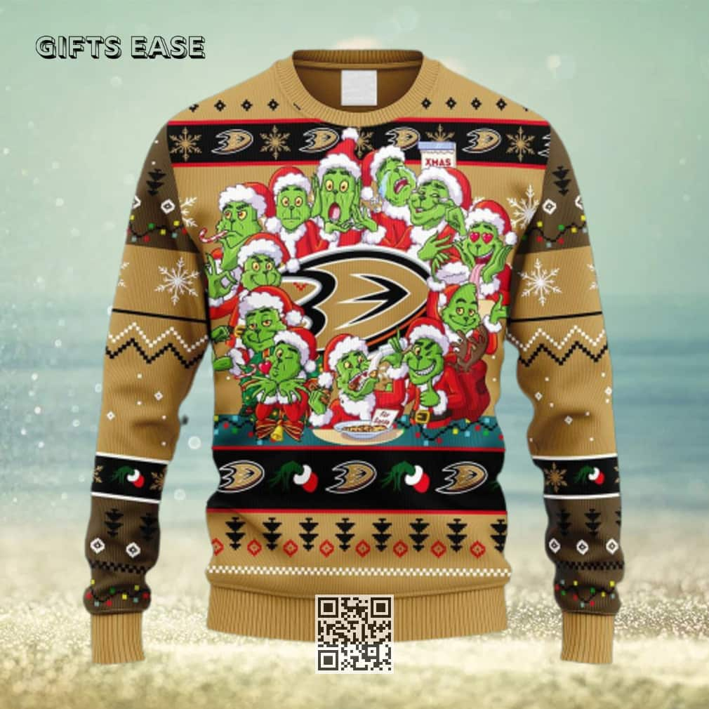 NHL Anaheim Ducks Ugly Christmas Sweater Cute Grinch