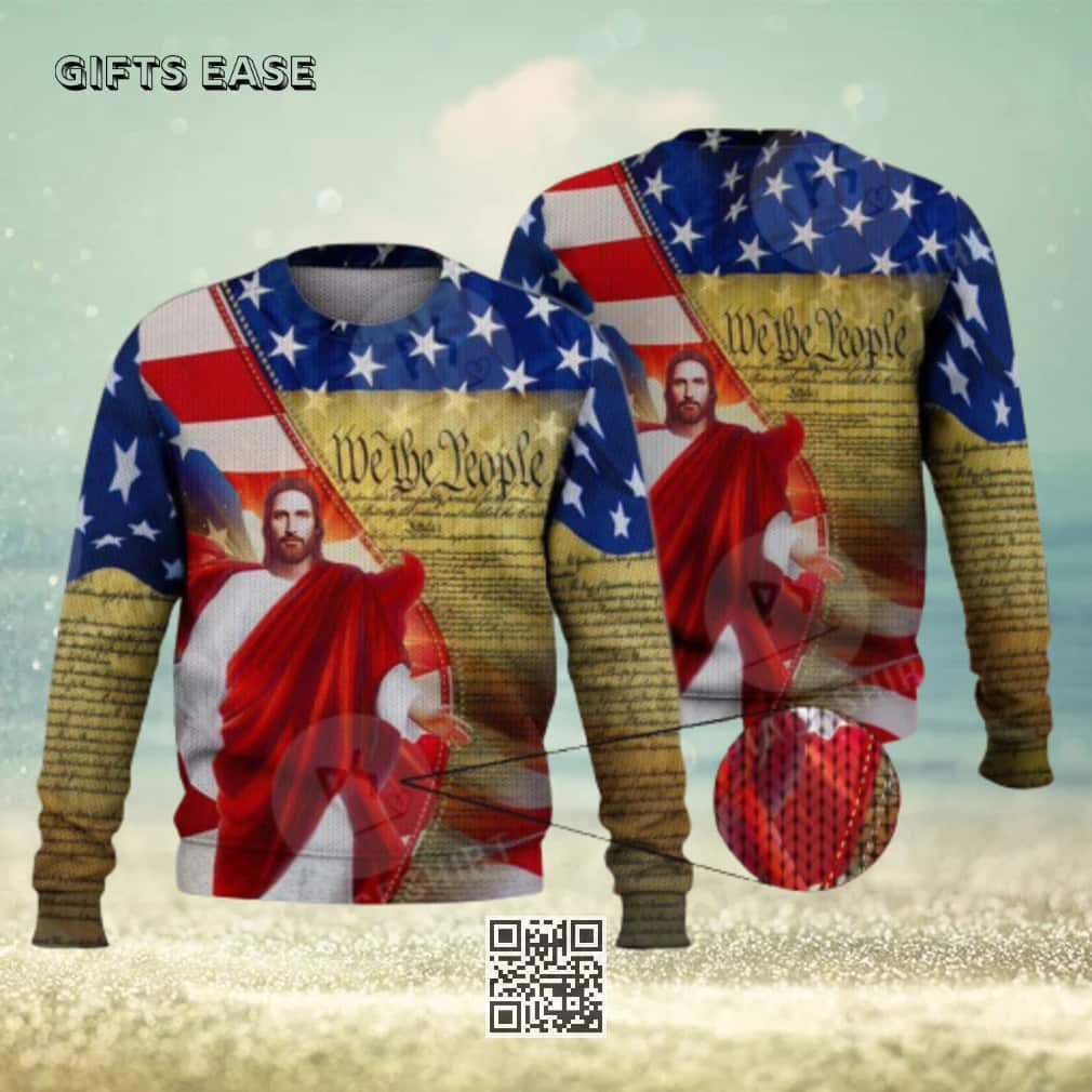 Jesus Usa We The People Ugly Christmas Sweater