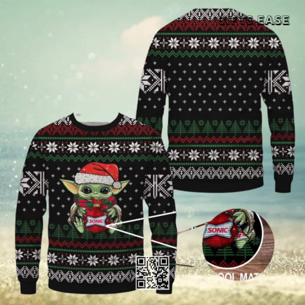 Black Baby Yoda Ugly Christmas Sweater