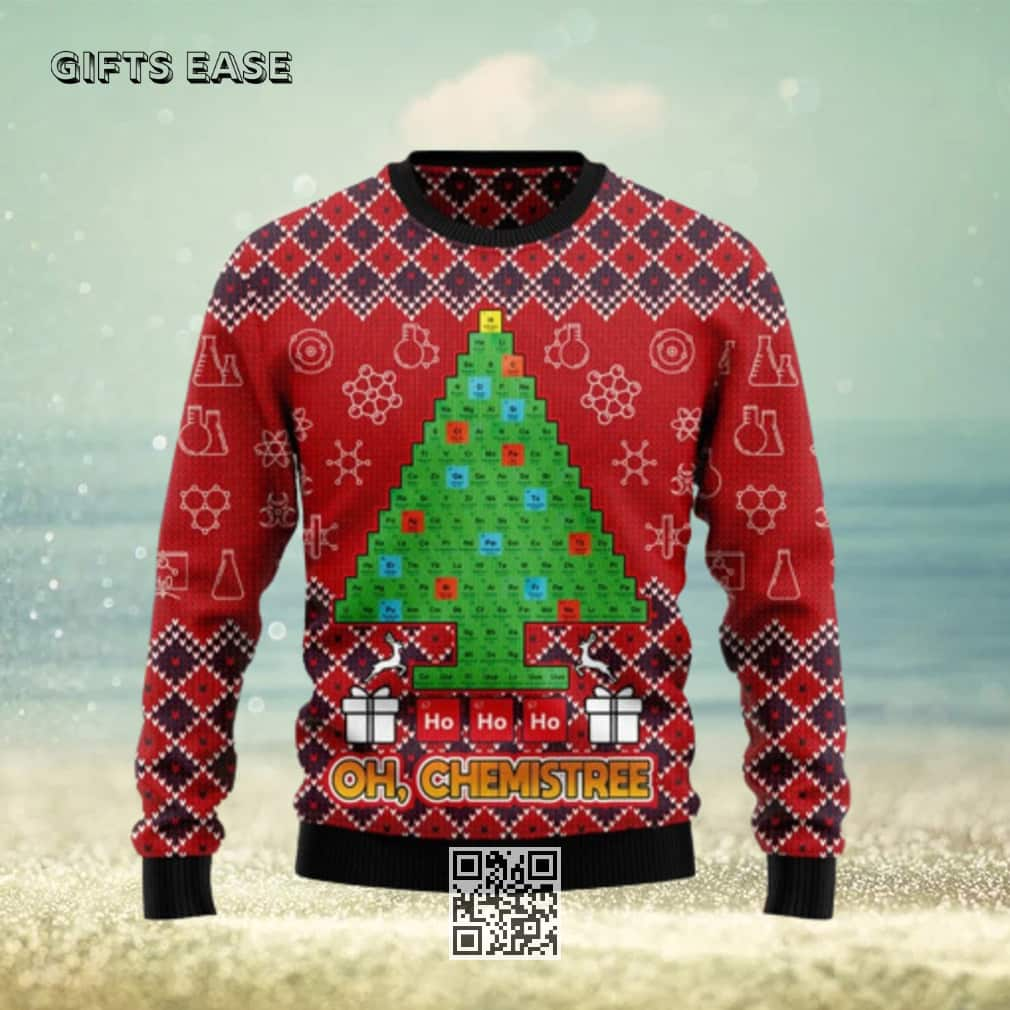 Red Ho Ho Ho Oh Chemistree Ugly Christmas Sweater